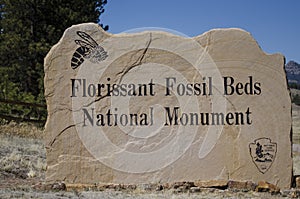 Florissant Fossil Beds National Park Monument Sign to entrance