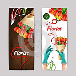 Florist Color Banner Set vector design illustration