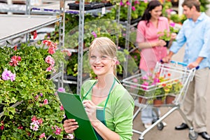 Florist at garden centre retail inventory