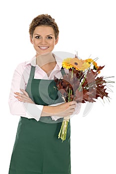 Florist holding flowers