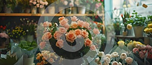 Florist\'s Symphony: Minimalist Elegance in Bloom. Concept Botanical Beauty, Greenery Galore, Floral