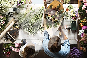 Florist Selling Fresh Flowers Bouquet Arrangement