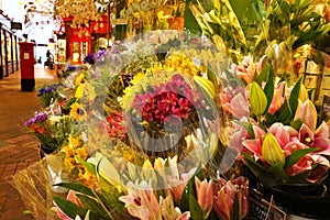 Florist shop with spring and summer flowers