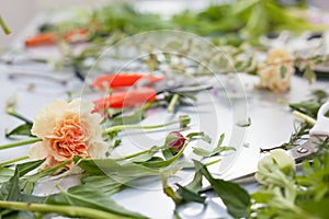 Florist working process. Conceptual photo.