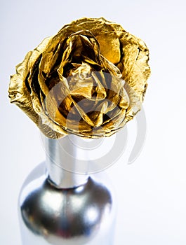 Floristics business. Vintage and jewelry. luxury and success. metallized decoration. antique concept. golden flower