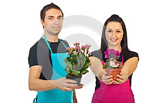 Florists with flowers for sale