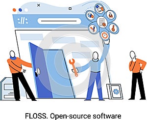 FLOSS open source software. Free product anyone can freely redistribute modify and completely remake photo