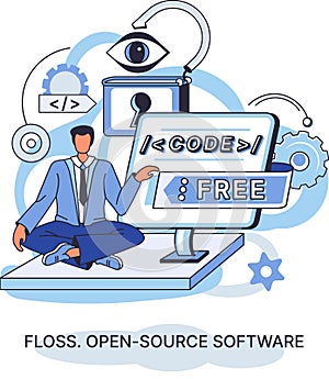 FLOSS open source software. Free product anyone can freely redistribute modify and completely remake photo