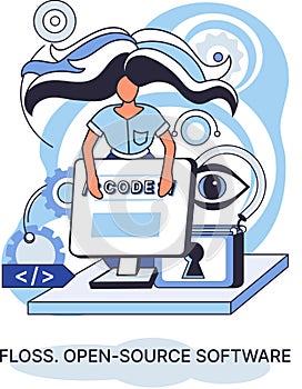 FLOSS open source software. Free product anyone can freely redistribute modify and completely remake photo