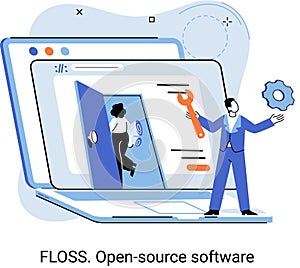 FLOSS open source software. Free product anyone can freely redistribute modify and completely remake photo