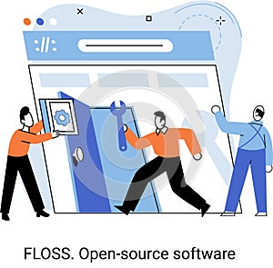 FLOSS open source software. Free product anyone can freely redistribute modify and completely remake photo
