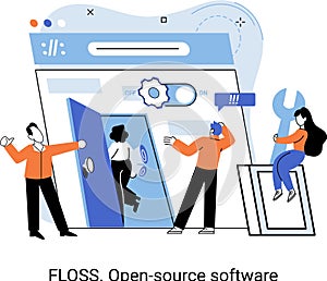 FLOSS open source software. Free product anyone can freely redistribute modify and completely remake photo