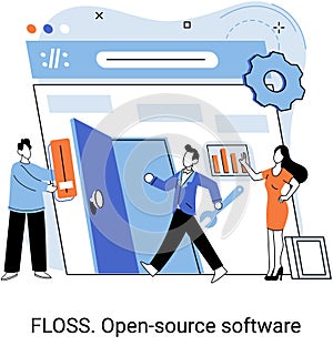 FLOSS open source software. Free product anyone can freely redistribute modify and completely remake photo