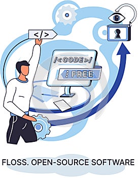 FLOSS open source software. Free product anyone can freely redistribute modify and completely remake photo