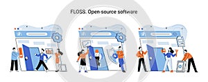 FLOSS open source software. Free product anyone can freely redistribute modify and completely remake photo