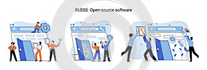 FLOSS open source software. Free product anyone can freely redistribute modify and completely remake photo