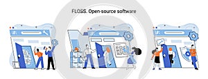 FLOSS open source software. Free product anyone can freely redistribute modify and completely remake photo
