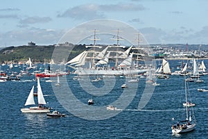 Flotilla of Boats at the Tall Ships Festival, Falmouth, Cornwall