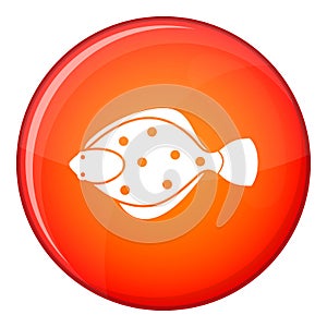 Flounder fish icon, flat style