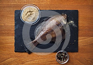 Flounder fish with spices