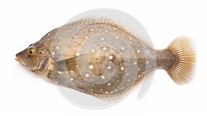 Flounder Fish On White Background: Detailed Patterns In Dusseldorf School Style
