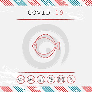 Flounder, flatfish, plaice, sole, fluke, brill - line icon