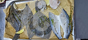 Flounder and sea bass, a billet for baking