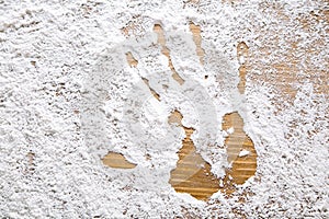 Flour Artwork With Food And Handprints