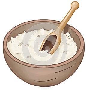Flour in a bowl with wooden spoon