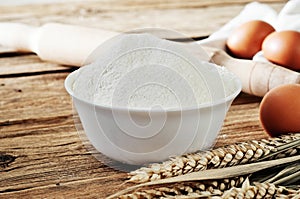 Flour in a ceramic bowl