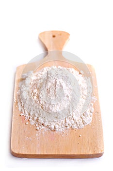 Flour on a cutting board white background tepung talenan