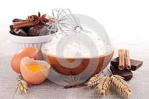 Flour, egg and ingredients