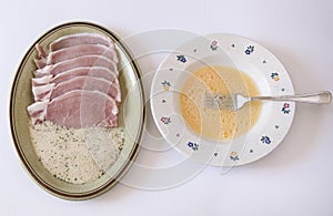 Flour and egg to coat.