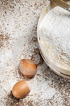 Flour and eggs for bakery