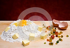 Flour, Eggs, Butter And Candied Fruits