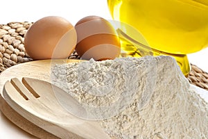 Flour, eggs, oil