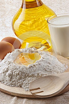 Flour, eggs, oil