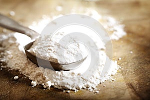 Flour in measuring spoon