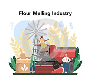 Flour melling industry. Modern grain processing industrial factory
