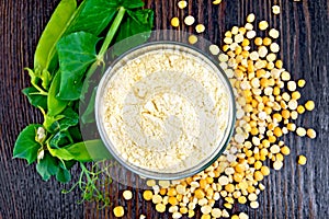 Flour pea in glassful on board top