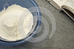 Flour on stone table