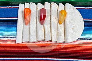 Flour tortillas on Mexican blanket