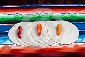 Flour tortillas on Mexican blanket