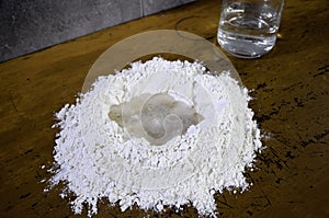 Flour with water, pizza dough