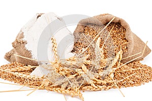 Flour and wheat grain