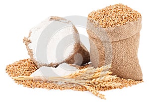 Flour and wheat grain