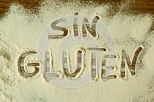 Flour with writted word SIN GLUTEN photo
