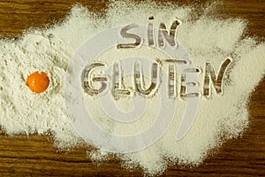 Flour with writted word SIN GLUTEN photo