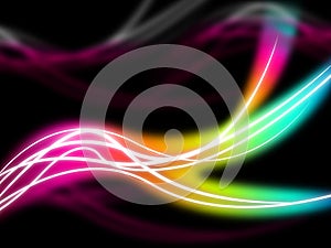 Flourescent Swirls Background Means Rainbow Lines In Darkness