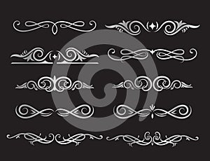 Flourish Border, Vector Card Invitation . Victorian Grunge Calligraphic. Wedding.